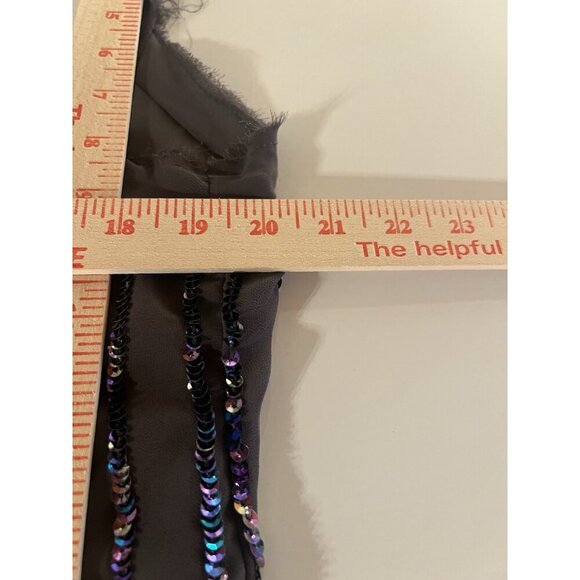 NEW Vintage Y2K Millau gray fringe sequin flowy tank mini dress M mobwife glam - Picture 8 of 12